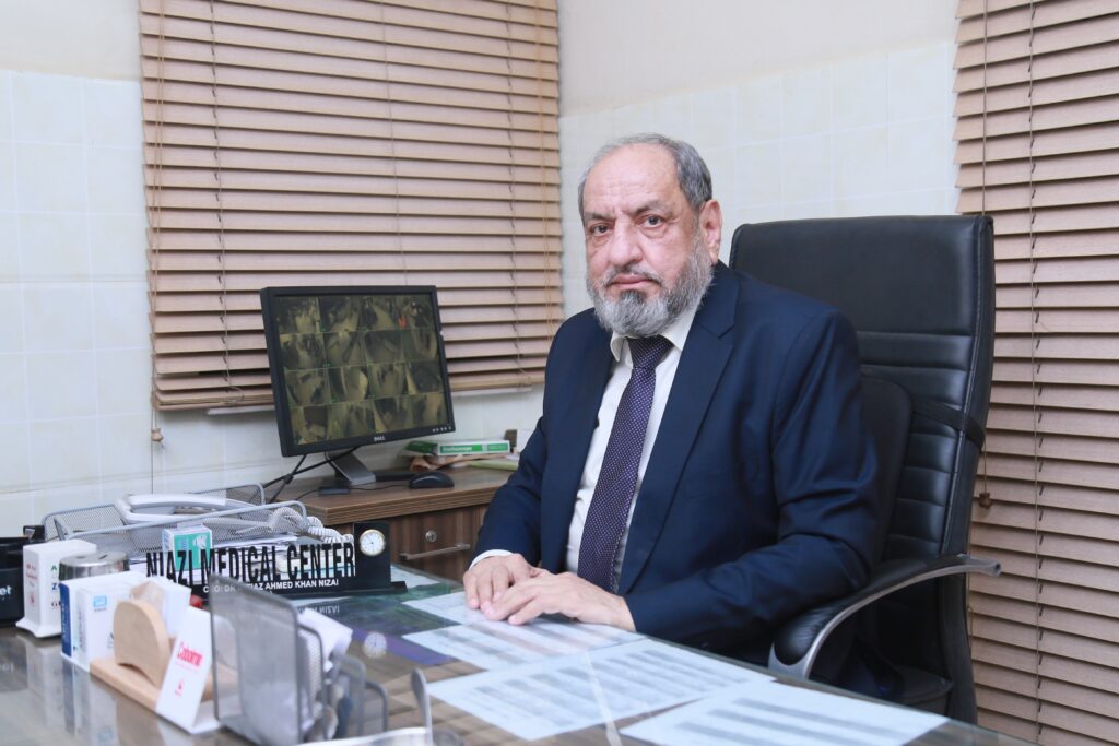 Dr. Imtiaz Ahmad Niazi, Medical Director and CEO of Niazi Medical Centre, in his office in Samanabad, Lahore